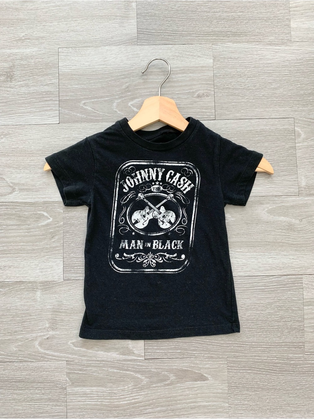 ❤️ 3/15 Johnny Cash Black The Man in Black Kids Toddler Tee Shirt 3T